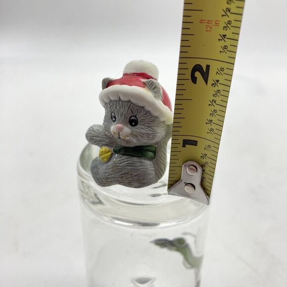 Vintage Christmas Cat Candle Hugger Climber Kitty in Santa Hat Ceramic Cat Lady - Picture 7 of 8